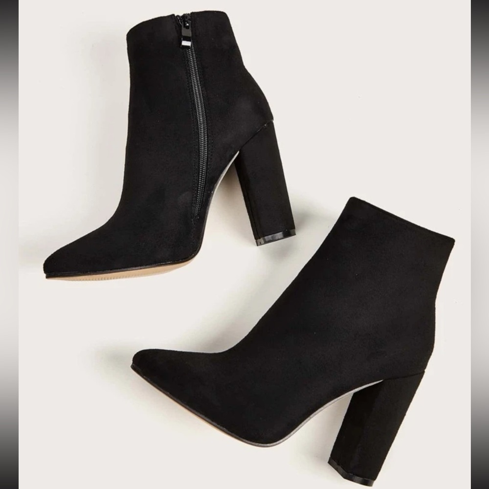 Black Chunky Heel Bootie